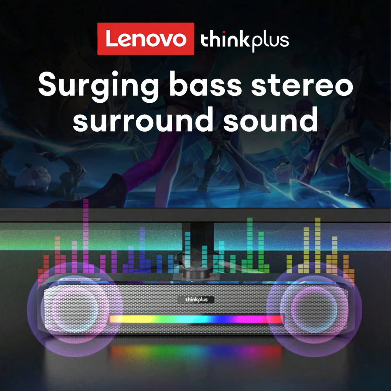 TS33 Wireless Bluetooth 5.0 Speaker Home Movie Surround Sound Bar Audio Speaker for Desk Computer Subwoofer