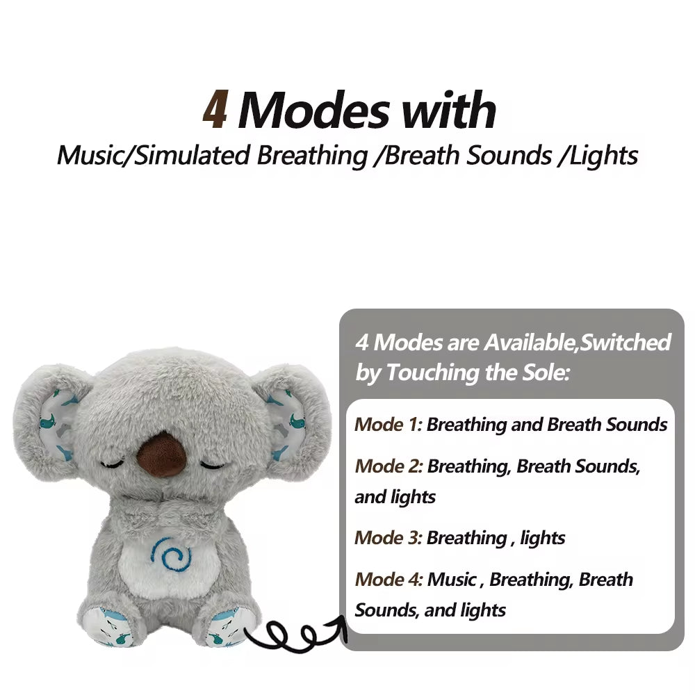 4 Modes Baby Breathing Bunny Soothing Plush Sensory Toy with Relieve Anxiety Koala Comforter Breathes for Baby Conciliate Gift