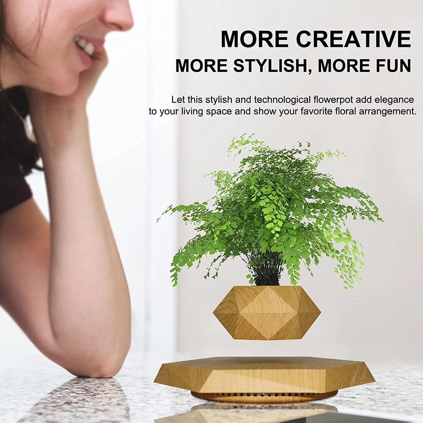 Rotating Magnetic Levitation Flower Pot