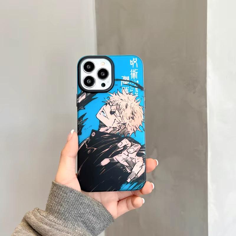 Cute Anime Jujutsu Kaisen Satoru Gojo Graffiti Laser Phone Case for Iphone 15 14 13 12 11 Pro Max IMD Shockproof Silicone Coque