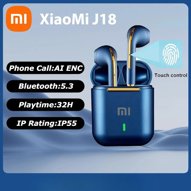 Xiaomi J18 Wireless Earphone Hifi In-Ear Stereo with Microphone Waterproof Bluetooth Touch Noise-Cancelling Various Headphones