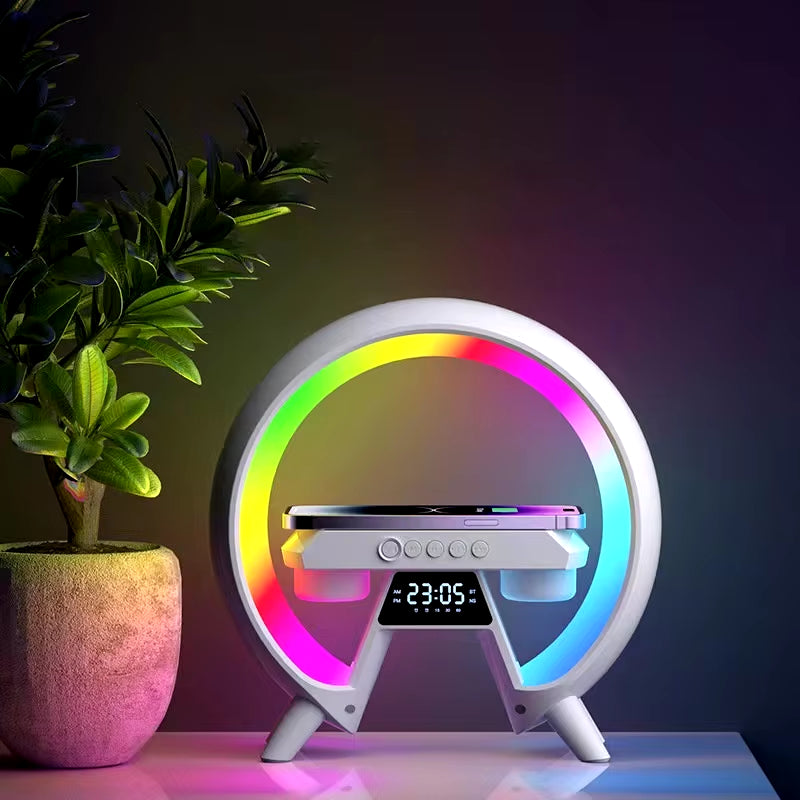 Multifunction Wireless Charger Pad Stand Speaker TF RGB Night Light Fast Charging Station for Iphone Xiaomi Huawei