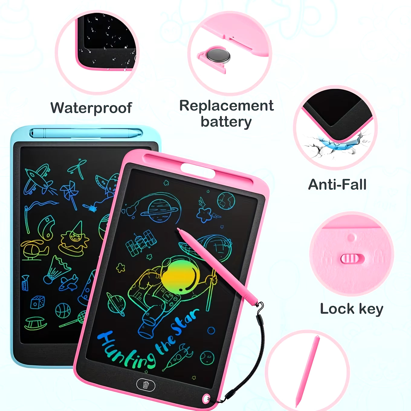 12 Inch Electronic Drawing Board, Writing Tablet for Kids, Colorful Screen Doodle Board, Erasable and Reusable Digital Drawing